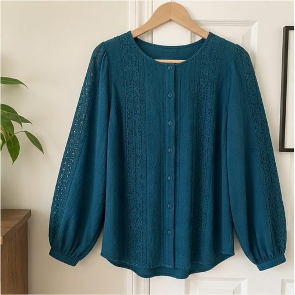 Teal Pleated Blouse